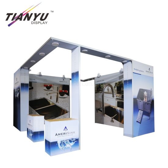 Stand de exhibición de publicidad de marco flexible 4X4 con mostrador de aluminio